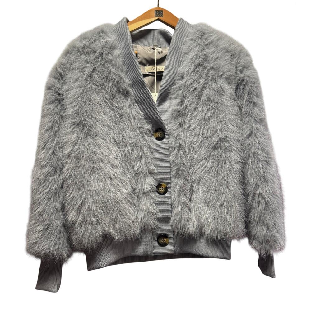 NWT Astrid Oversized Statement Faux Fur Cardigan – Grey – Sample